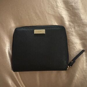 Kate Spade Black Zip Wallet with Gold Details